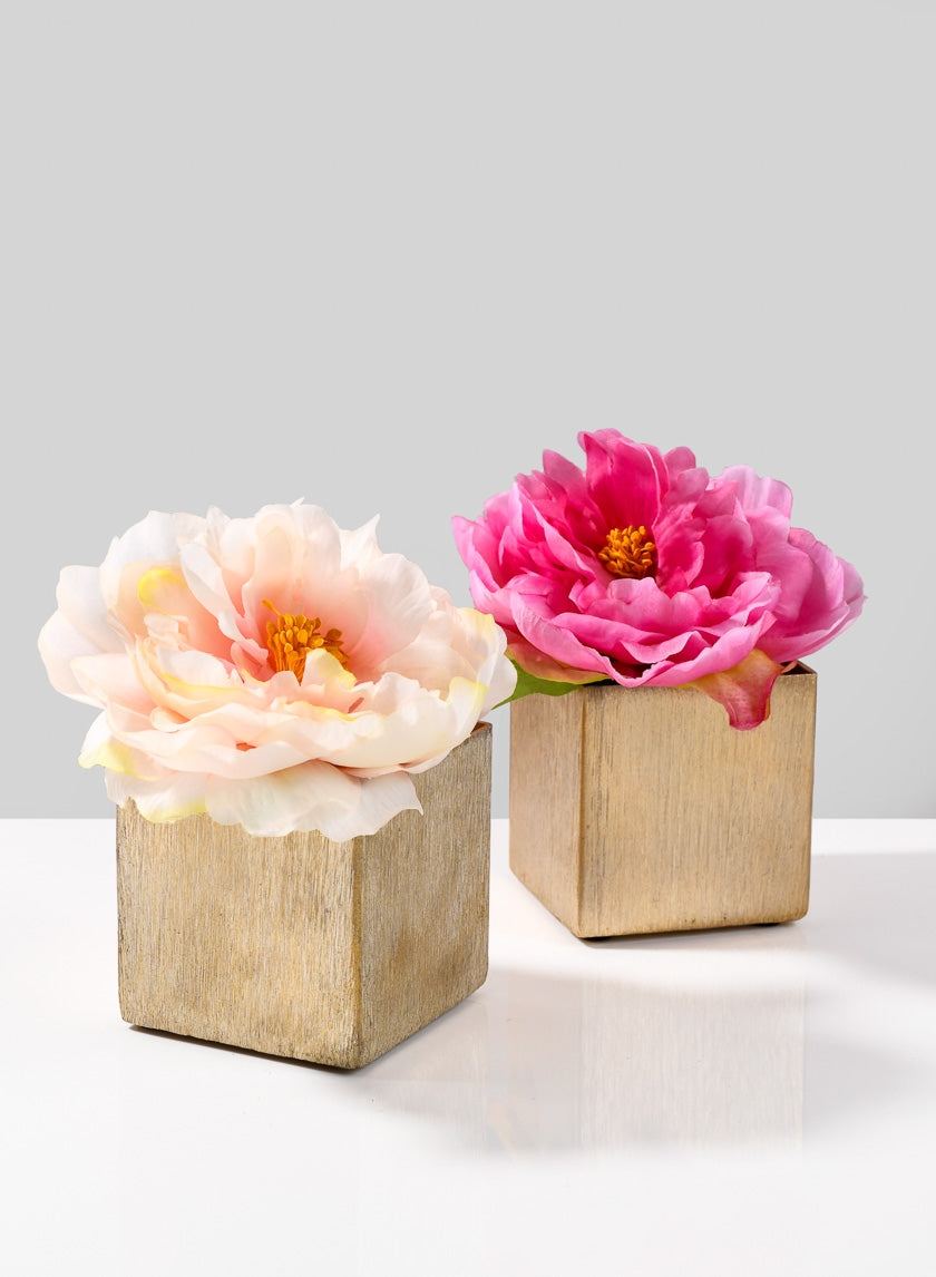 Cube &amp; Oblong Metal Vases