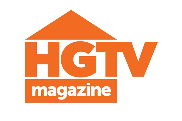 an orange logo for hgtv magazine on a white background