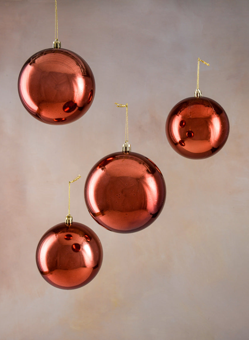 4in Shiny Dark Copper Plastic Ornament Ball