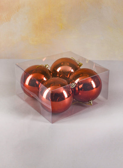 4in Shiny Dark Copper Plastic Ornament Ball