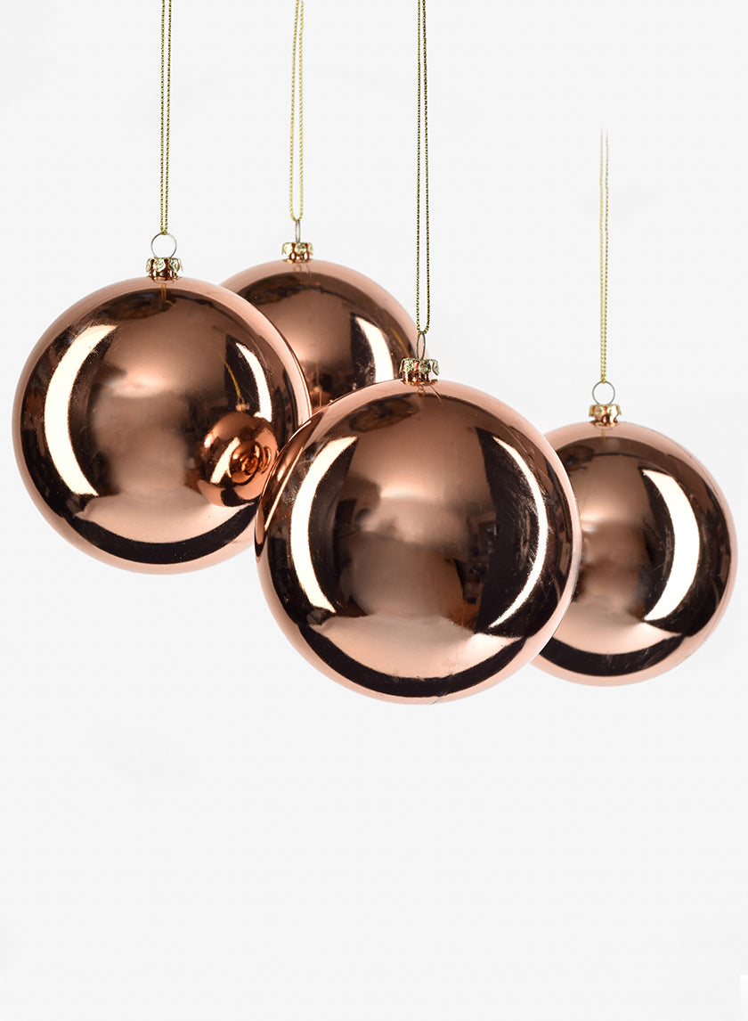 4in Shiny Dark Copper Plastic Ornament Bal