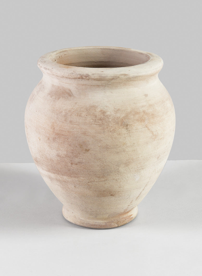 6in x 8in H Petra Aged White Wash Clay Amphora URN