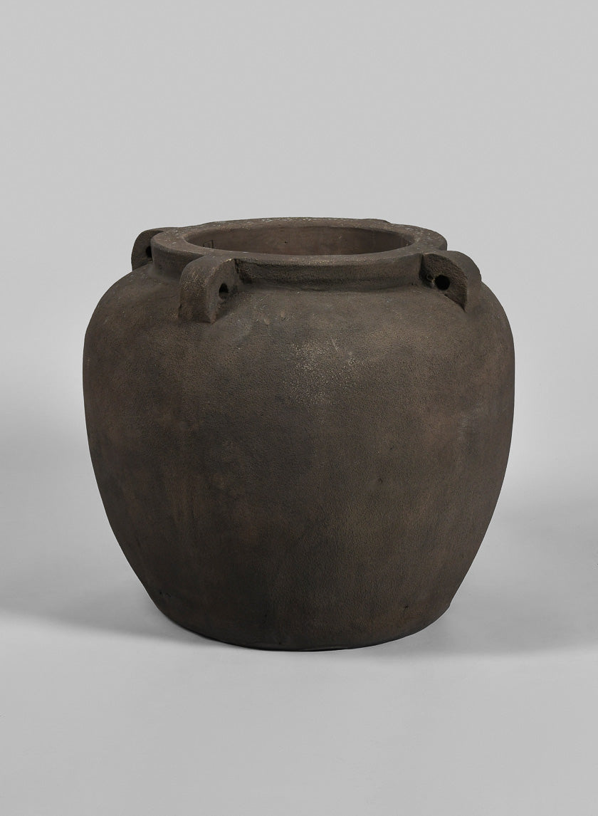 13in Petra Aged Black Amphora Vase