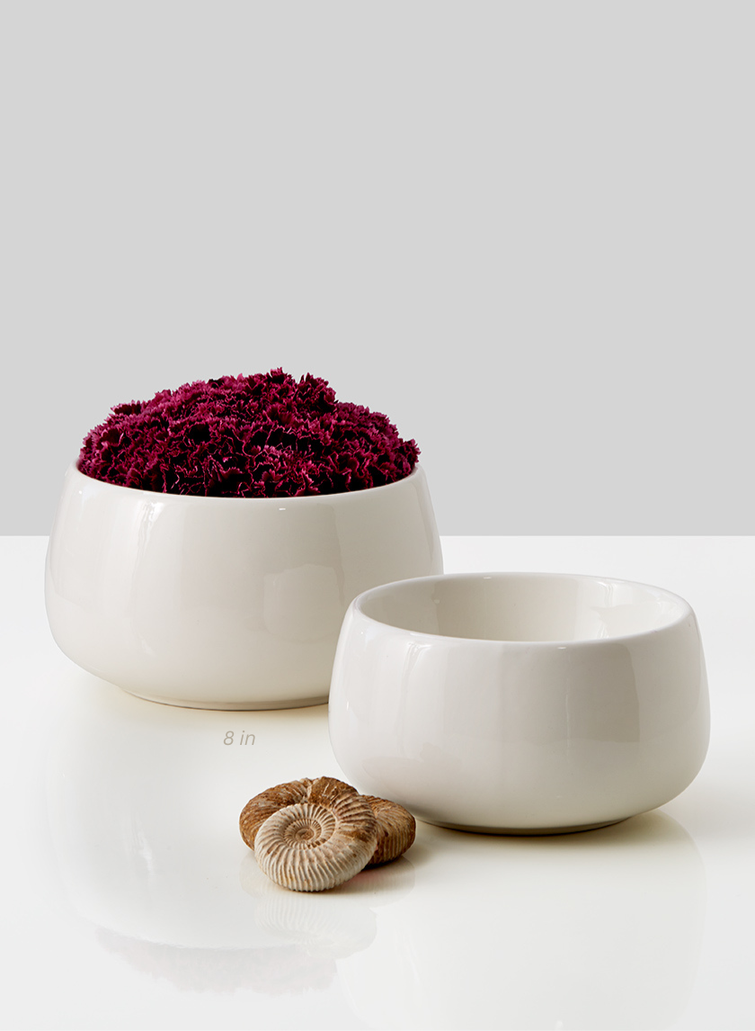 6 ¾in &amp; 8in Low White Ceramic Bowls