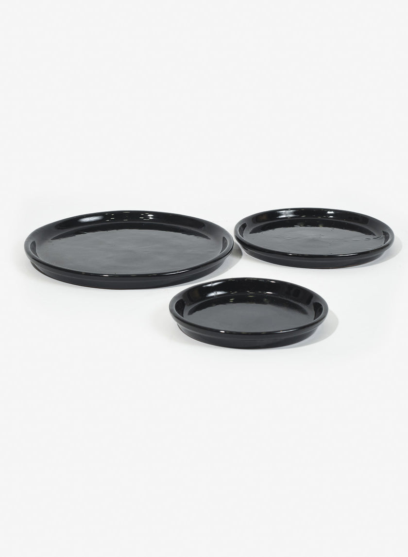 Black Glazed Ceramic Saucers