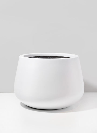 12in Pyxis White Fiberstone Pot