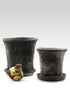 7 1/2in & 10in Black Fluted Pots