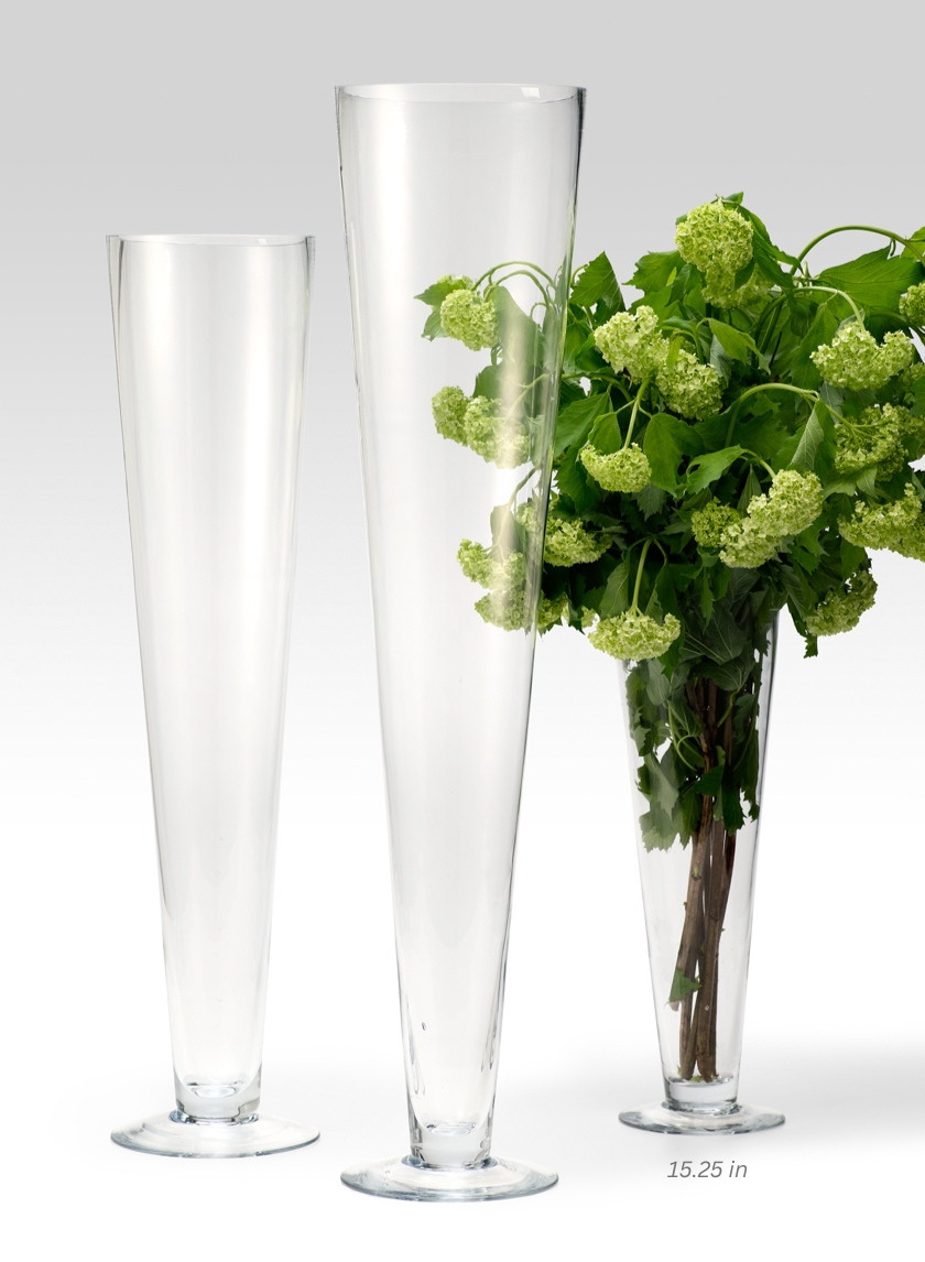 15in &amp; 24in Glass Trumpet Vases