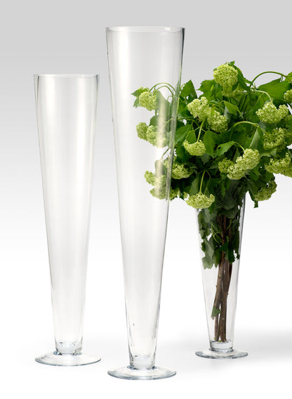 15in &amp; 24in Glass Trumpet Vases