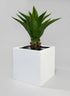 16in  Kyvika Matte White Fiberstone Square Pot