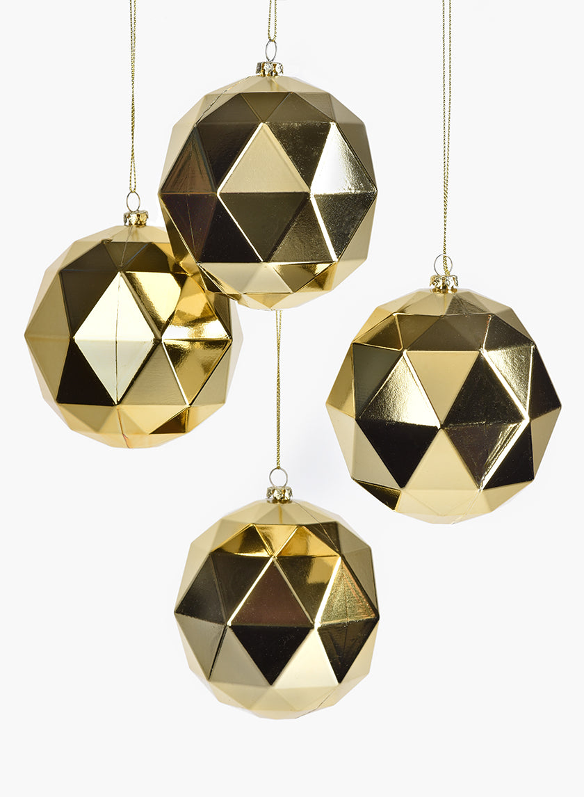 3in Shiny Gold Diamond Ornament Ball