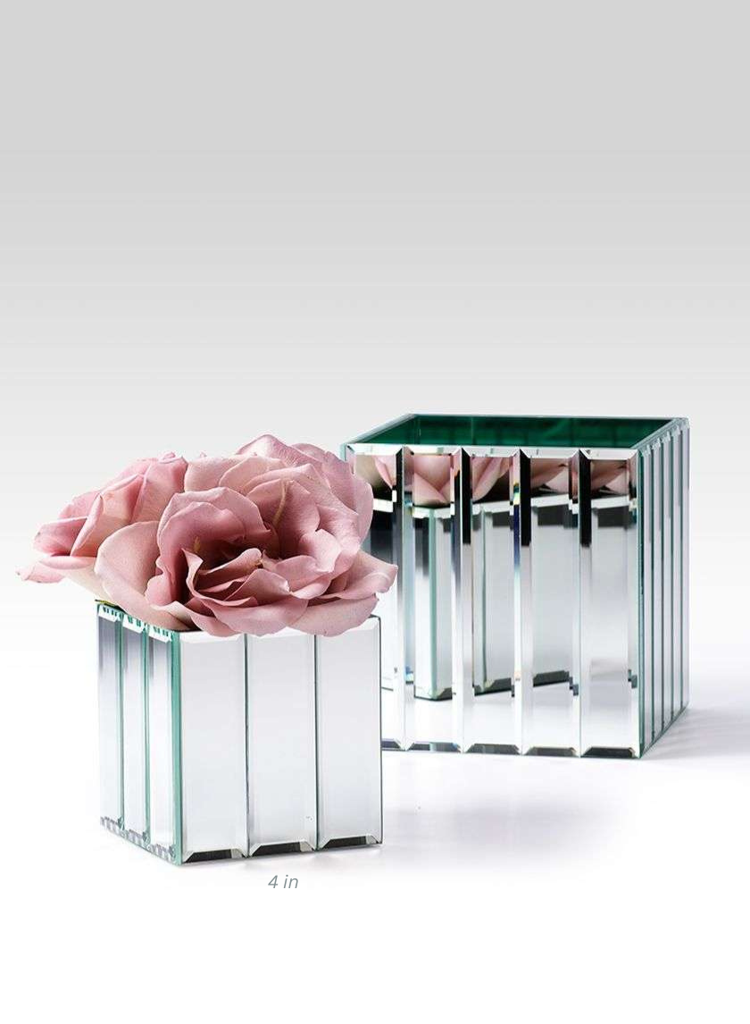 4in &amp; 5 ¾in Mirror Strips Cube Vases