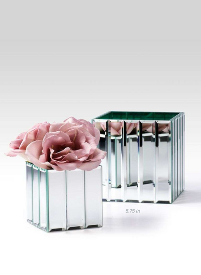 4in &amp; 5 ¾in Mirror Strips Cube Vases