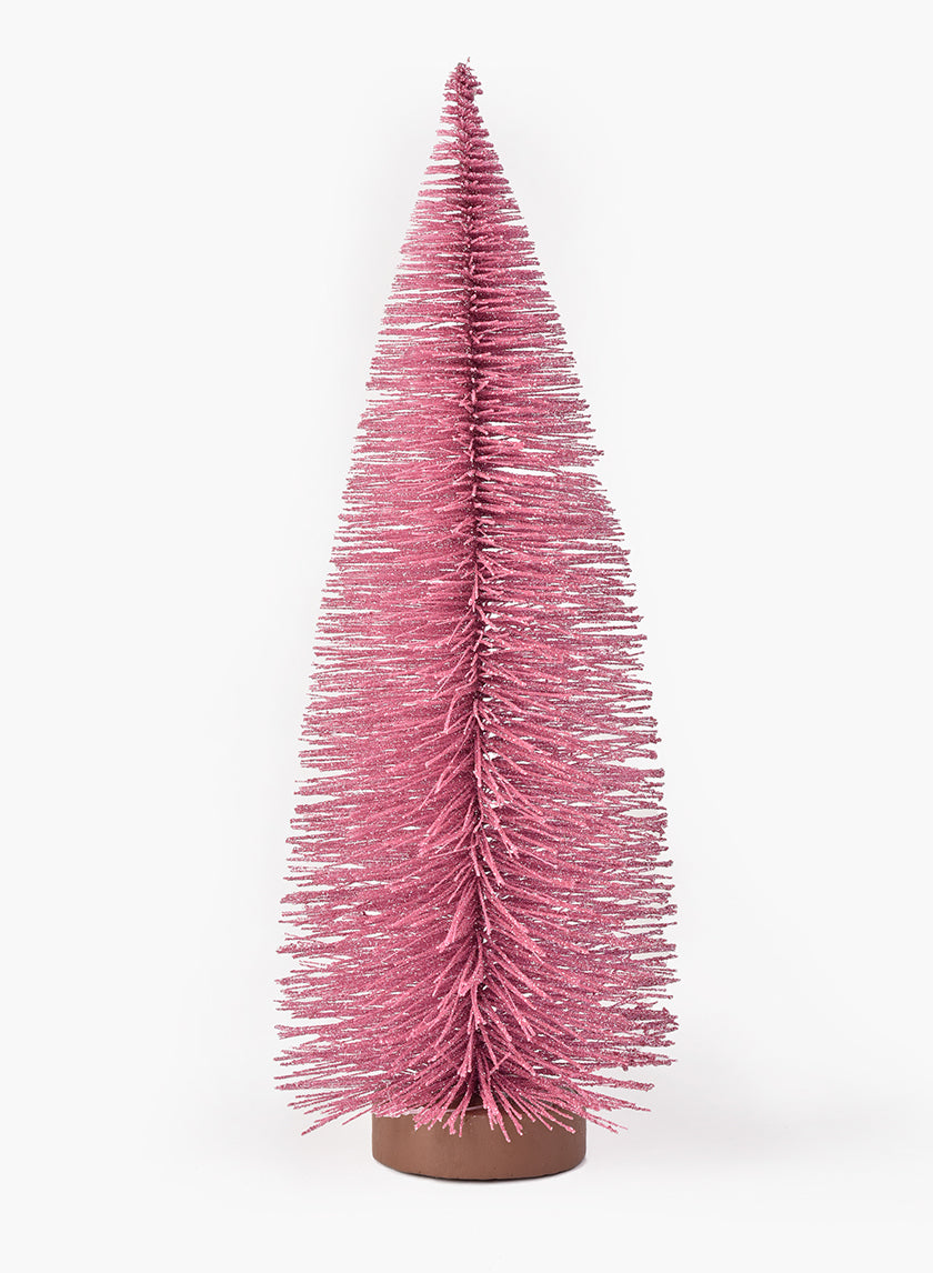 Pink Frost Glittered Tabletop Christmas Tree