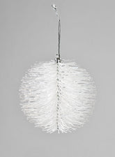 White Glitter Bottle Brush Ornament Ball