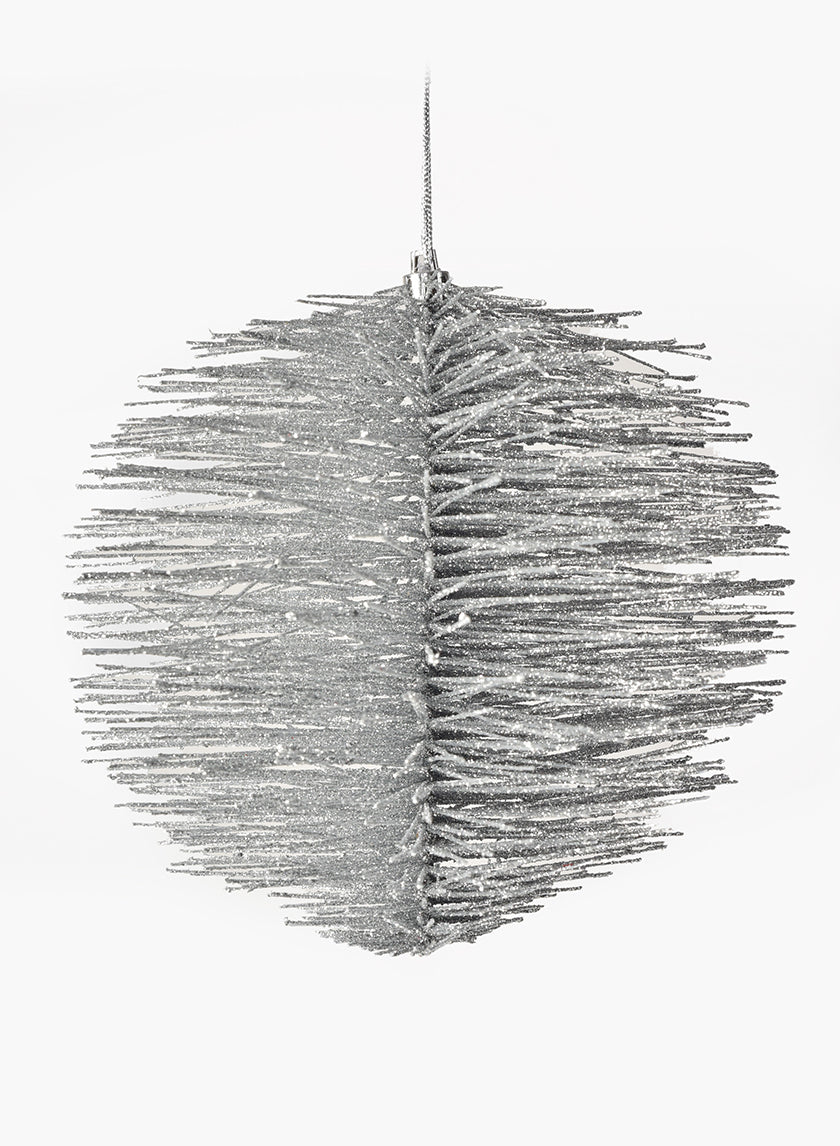 Silver Glitter Brush Ornament Ball