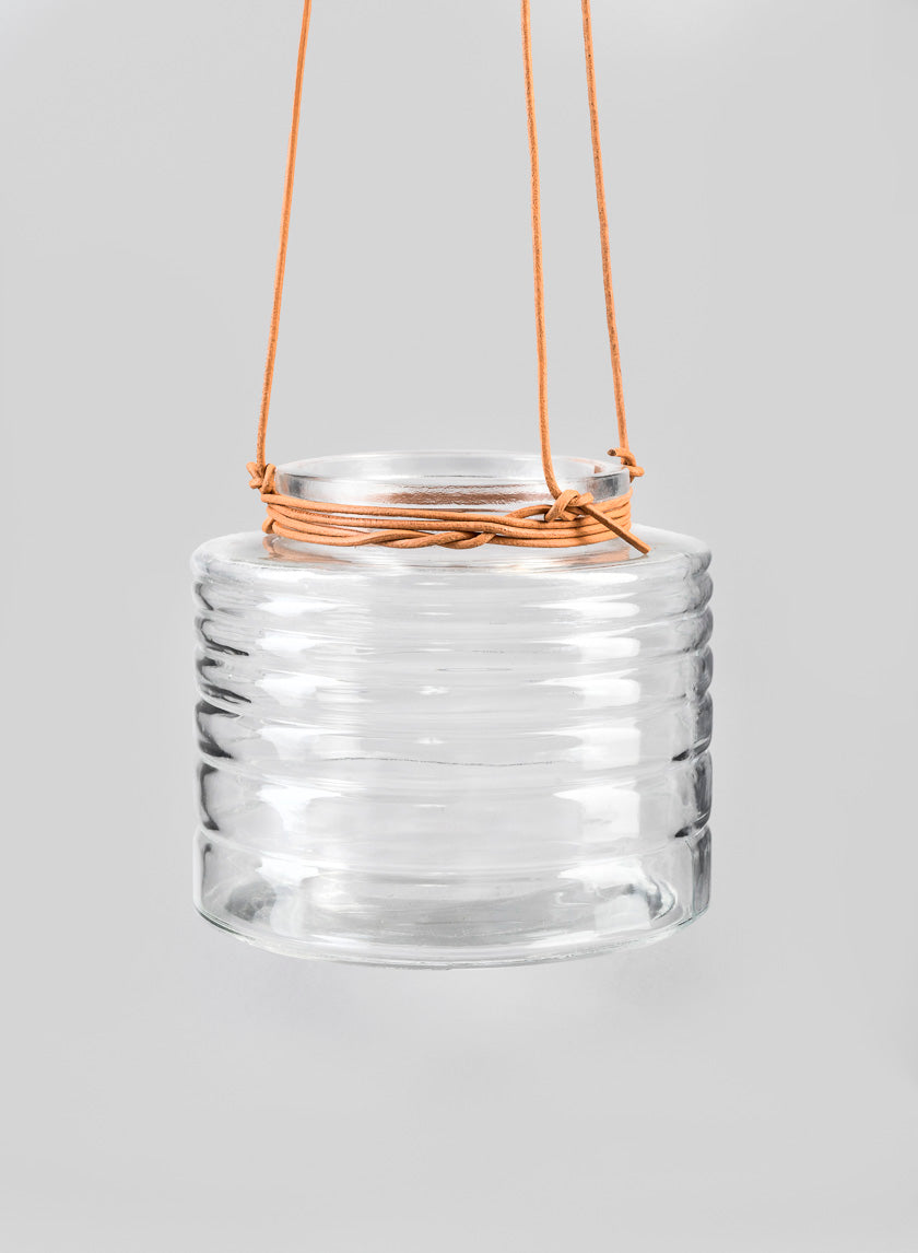 Hanging Rippled Glass Vase