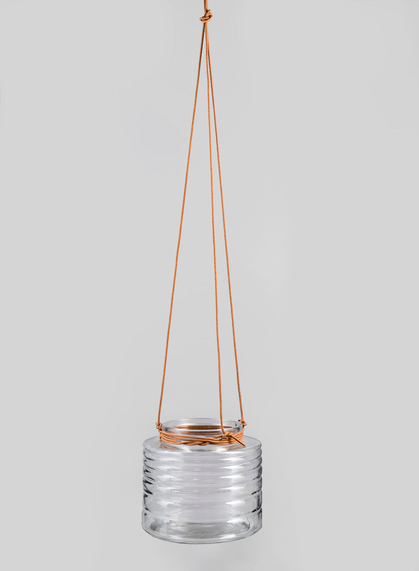 Hanging Rippled Glass Vase