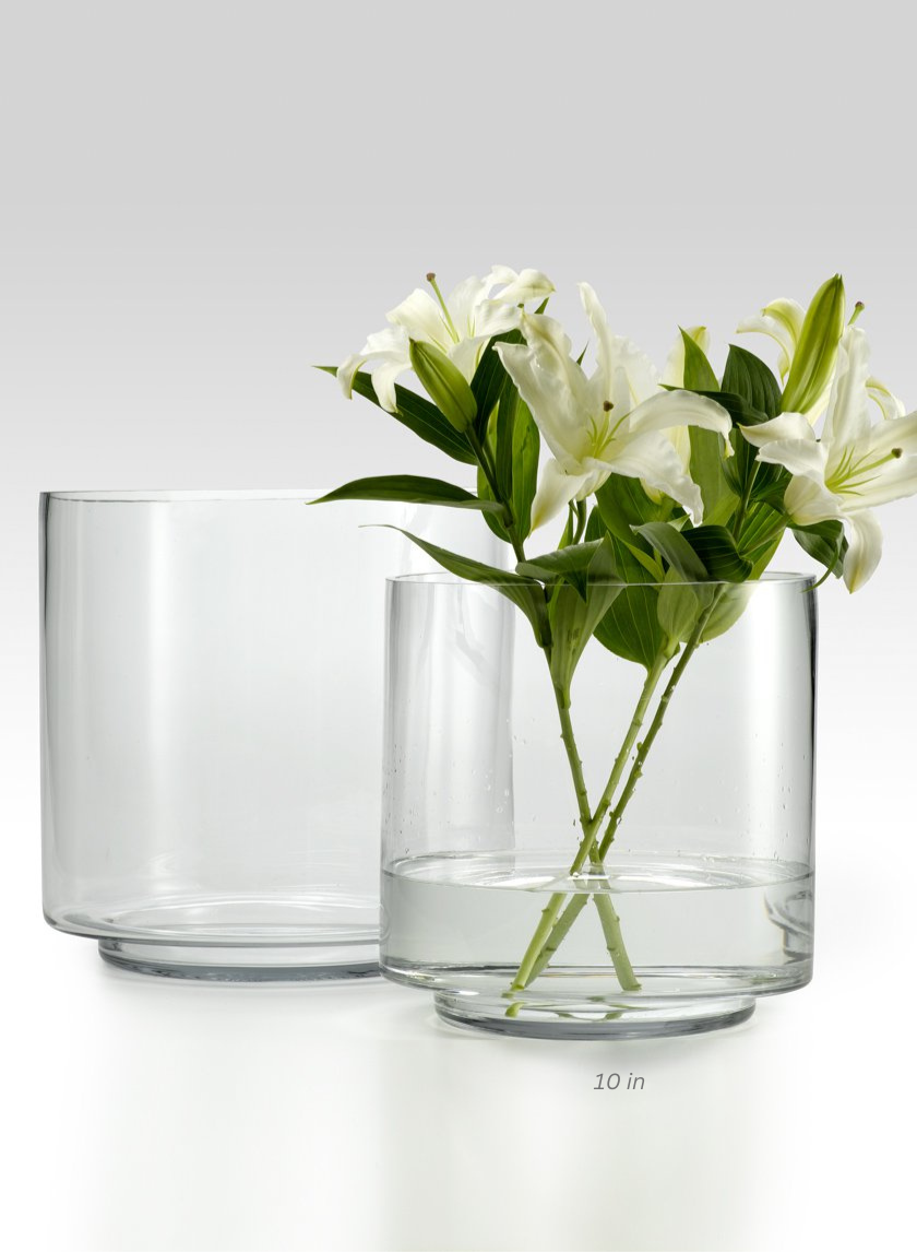 10 x 10- &amp; 12 x 12-inch Round Glass Vase with Raised Bottom