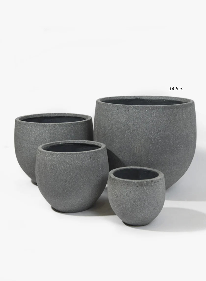 Round Rough Grey Ficonstone Pots