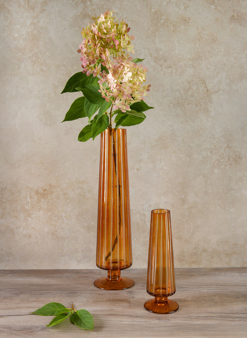 13in Tall Faris Amber Pedestal Vase