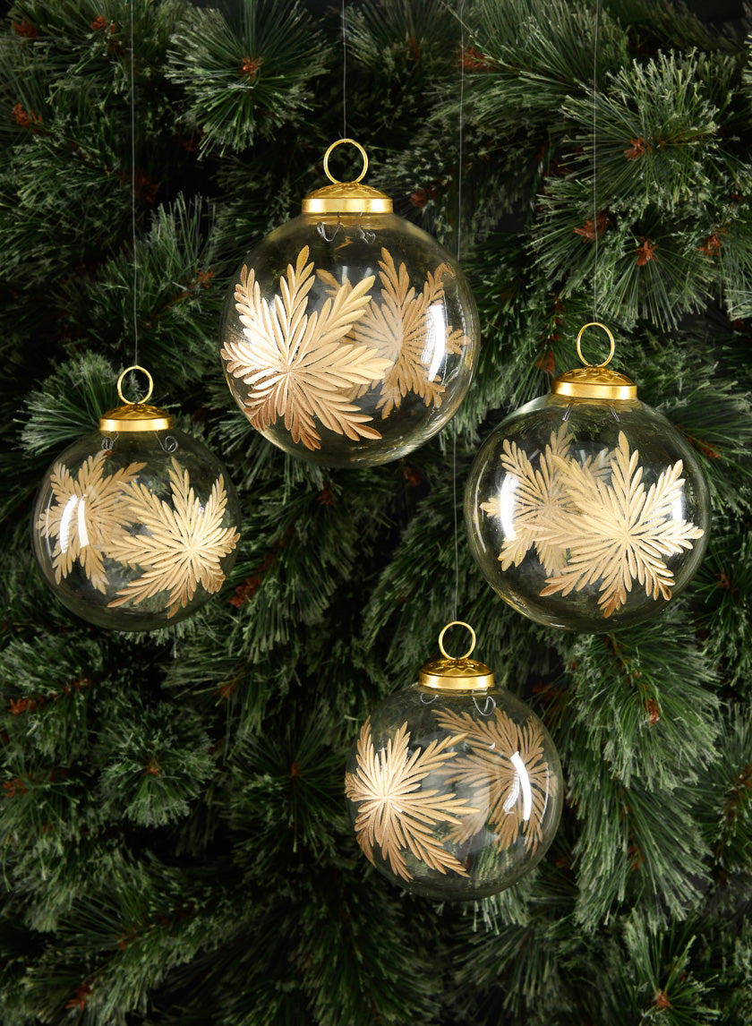 4in Zidan Gold Flake Clear Ornament