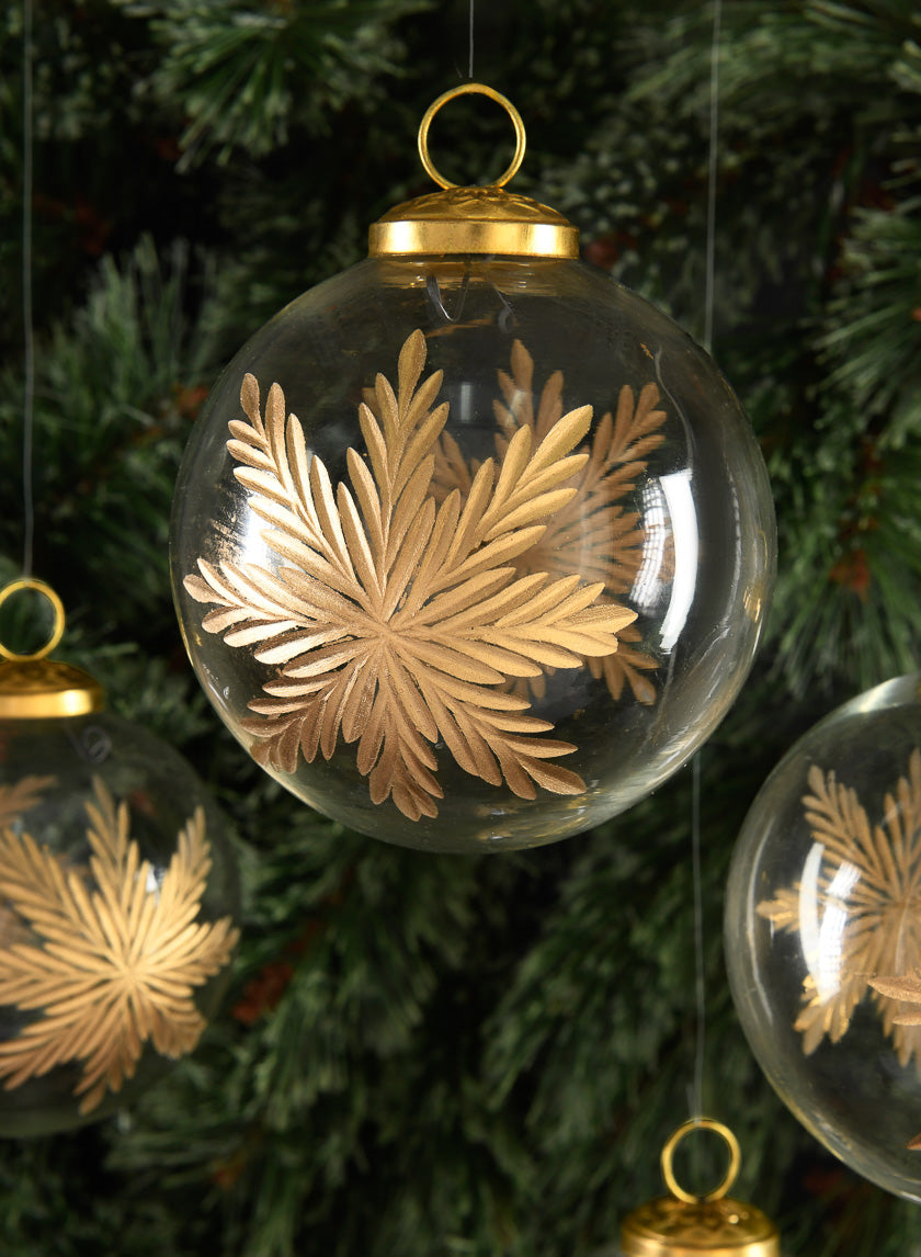 4in Zidan Gold Flake Clear Ornament