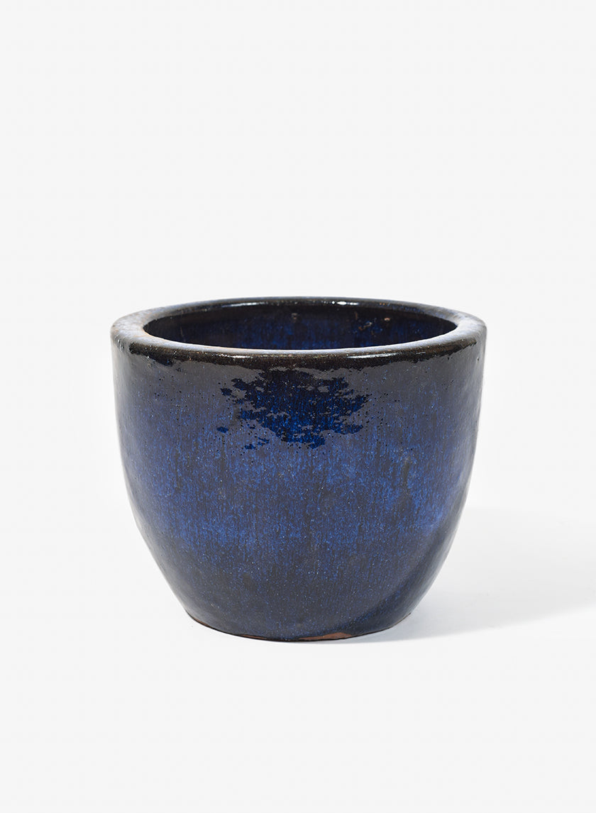 8in Blue Glazed Ceramic Pot