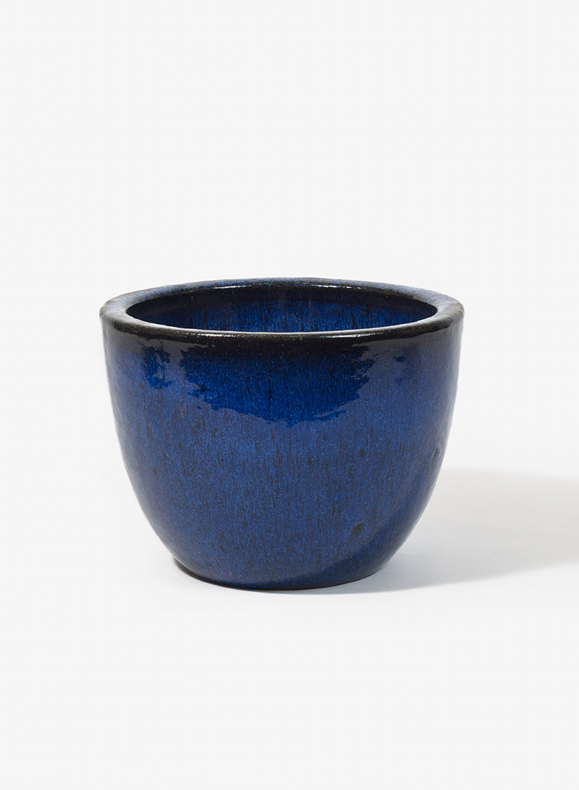 8in Blue Glazed Ceramic Pot