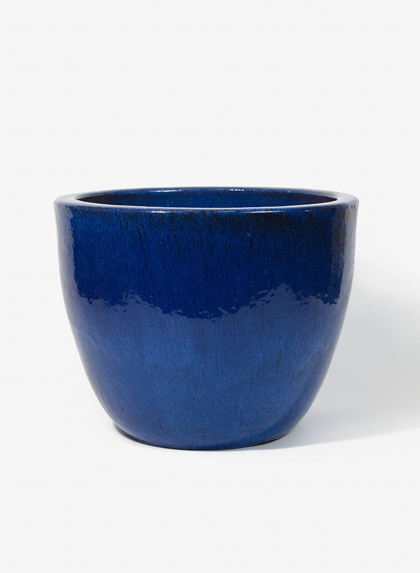 8in Blue Glazed Ceramic Pot