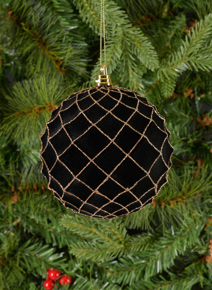 5in Flocked Black Ornament With Gold