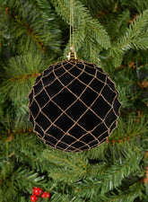 5in Flocked Black Ornament With Gold