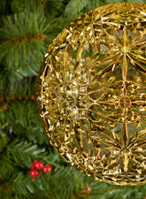 8in Shiny Gold Snowflake Ball