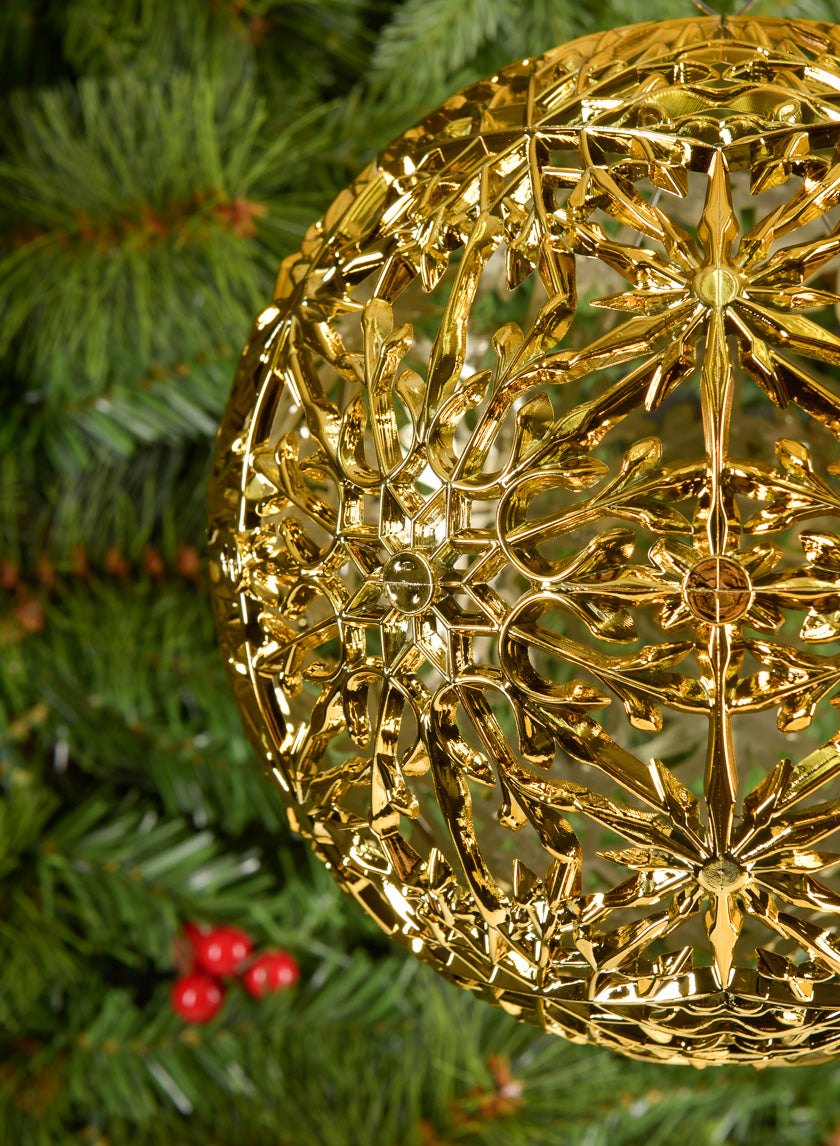 8in Shiny Gold Snowflake Ball