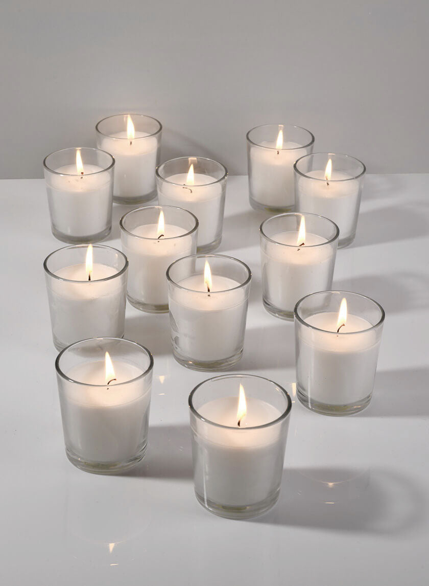 24-Hour White Votives In Clear Glass