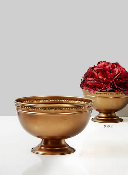 6 ¾in &amp; 8in Antique Gold Bowls