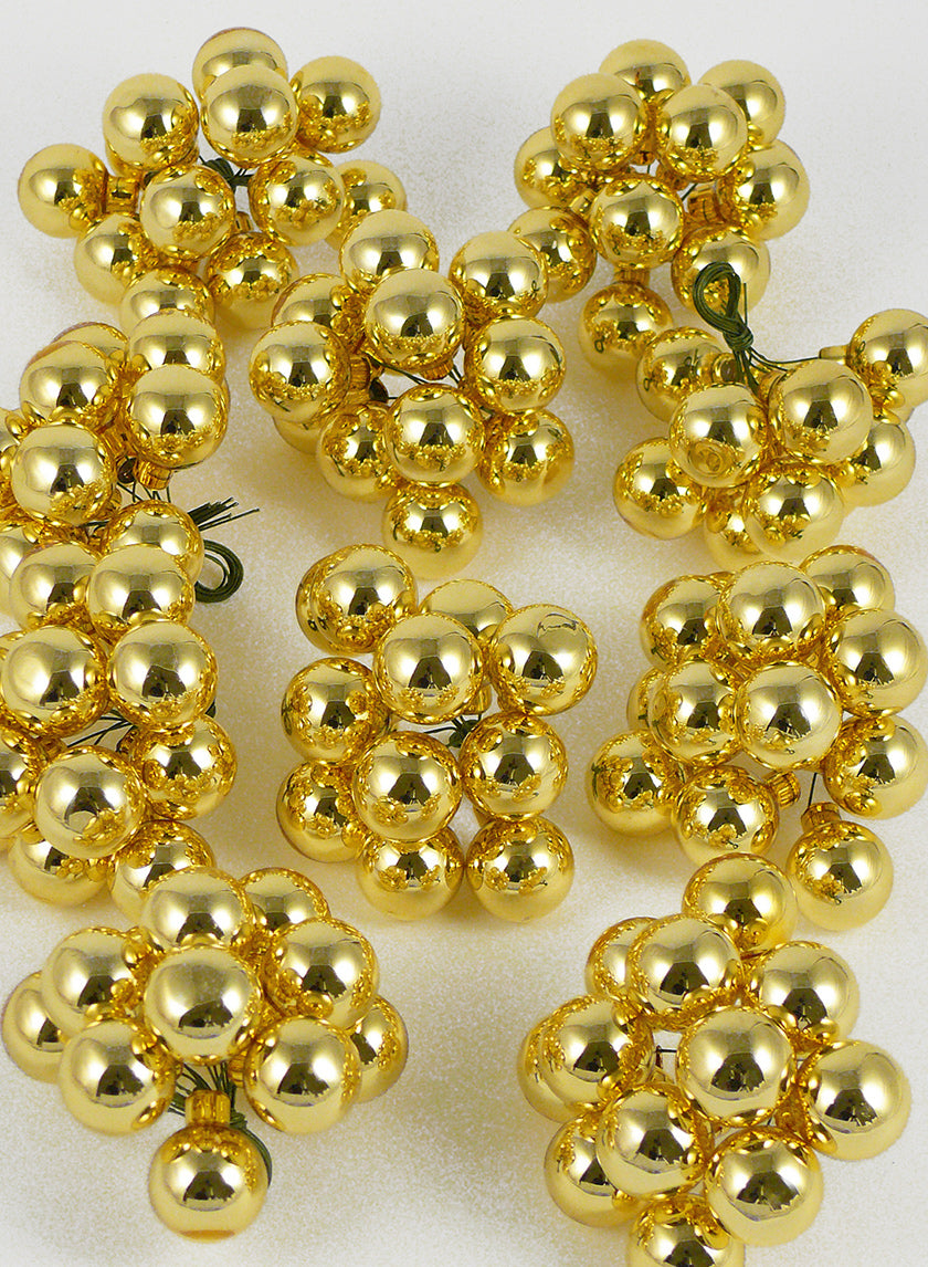 1in (25mm) Shiny Gold Glass Balls on Picks