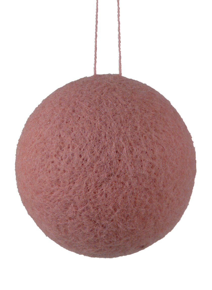 3 1/2in Pink Wool Ball Ornament