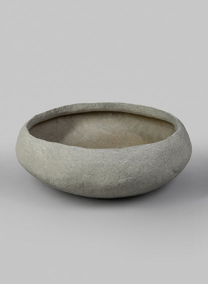 22in Shirak Poly-Stone Sand Beige Orchid Bowl