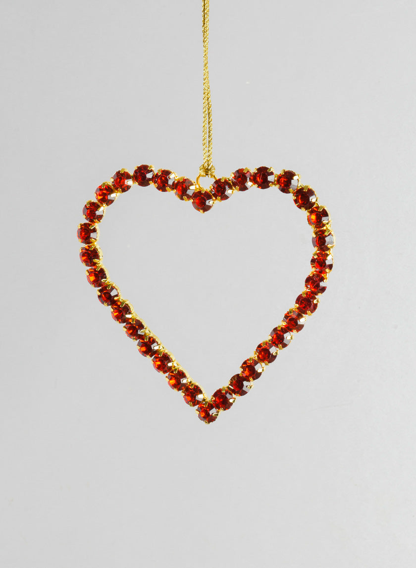 Red Glass Stone Hanging Heart