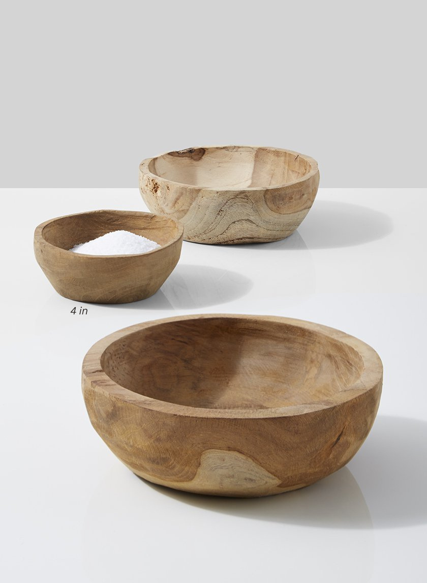 4in, 5in, &amp; 6in Teak Bowls