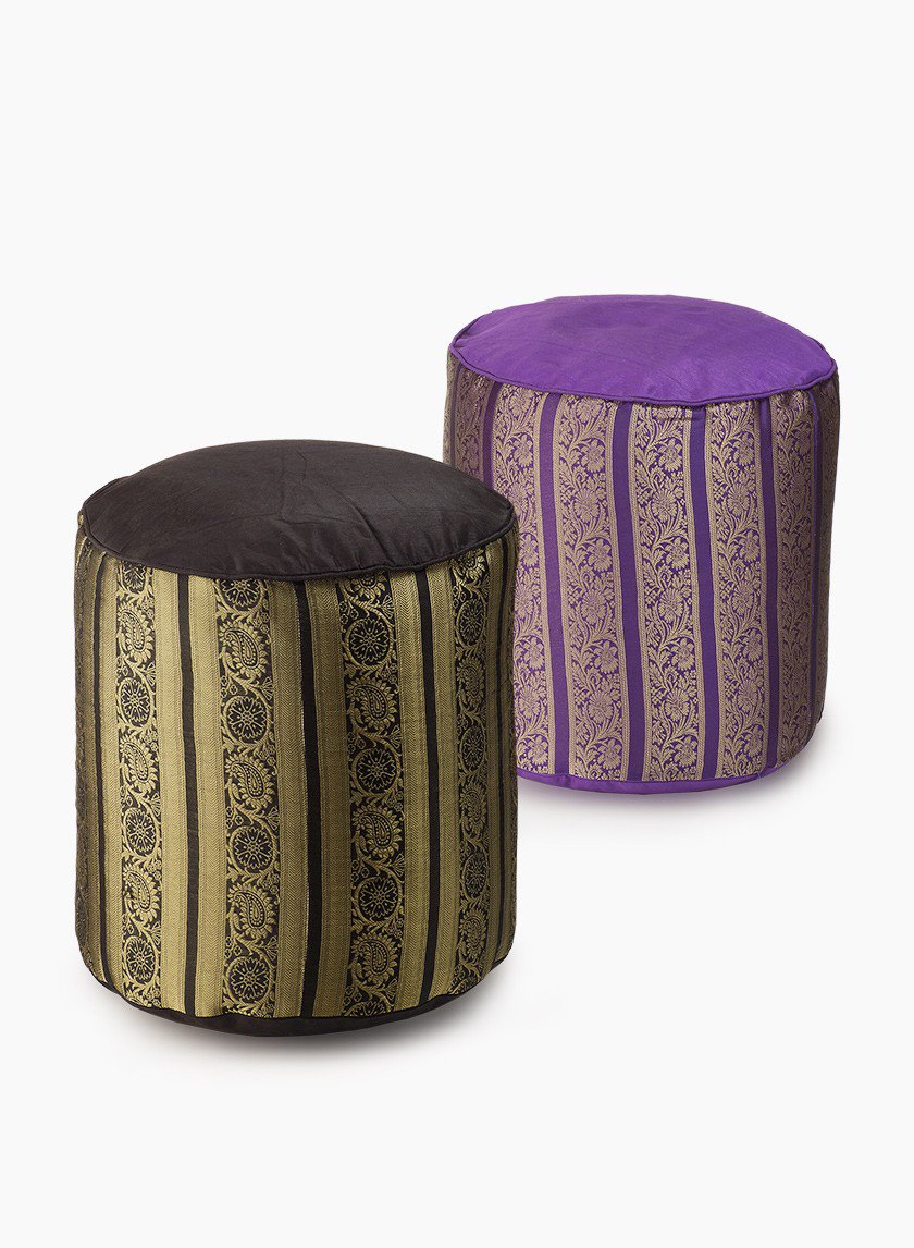 Black, Purple, &amp; Gold Jacquard Poufs