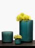 6 1/4in Teal Linen Ceramic Cylinder Vase