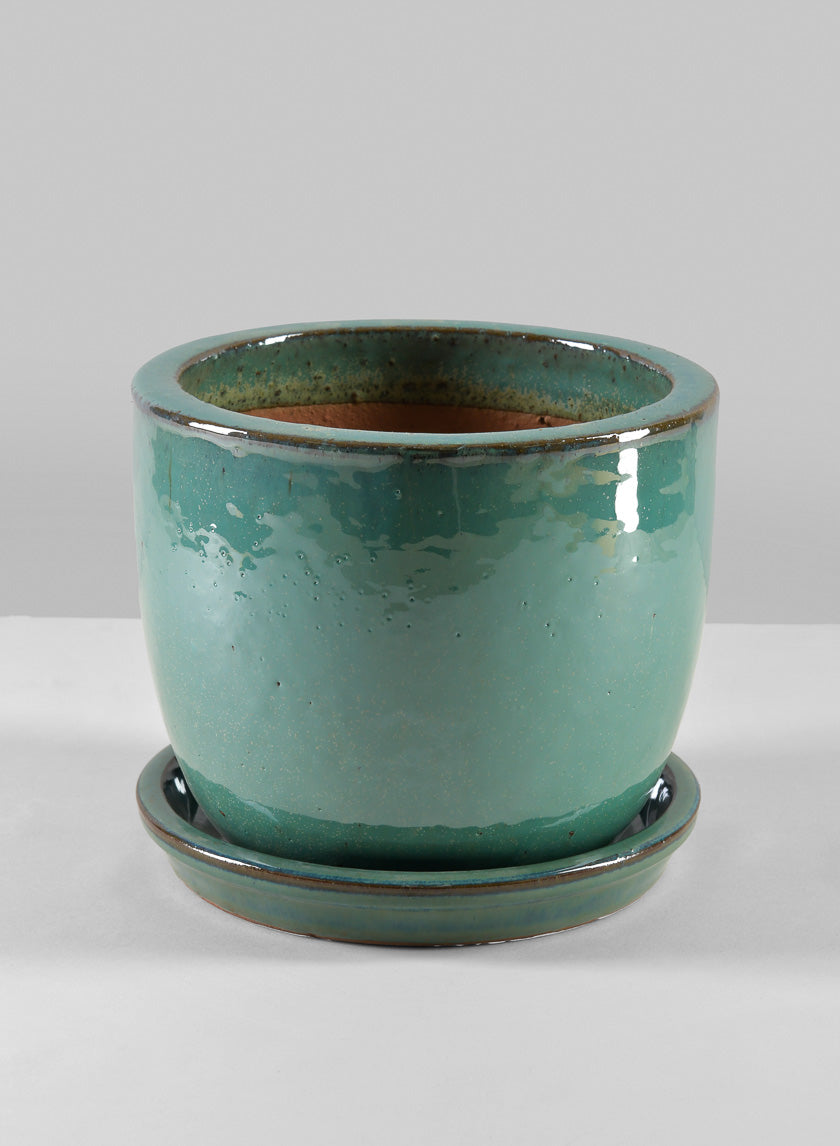 7in Laos Teal Glazed Planter