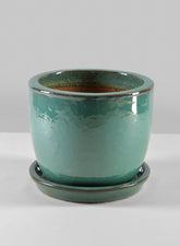 7in Laos Teal Glazed Planter