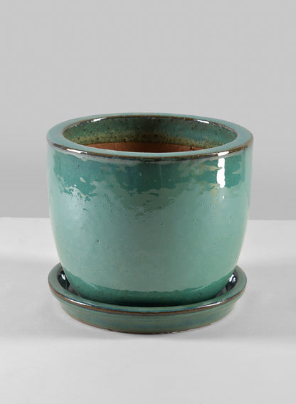 7in Laos Teal Glazed Planter