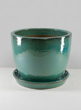 16in Laos Teal Glazed Planter