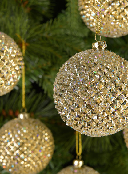 3in Gold Glitter Durian Ball Ornament