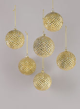 3in Gold Glitter Durian Ball Ornament