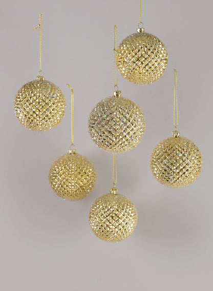 3in Gold Glitter Durian Ball Ornament